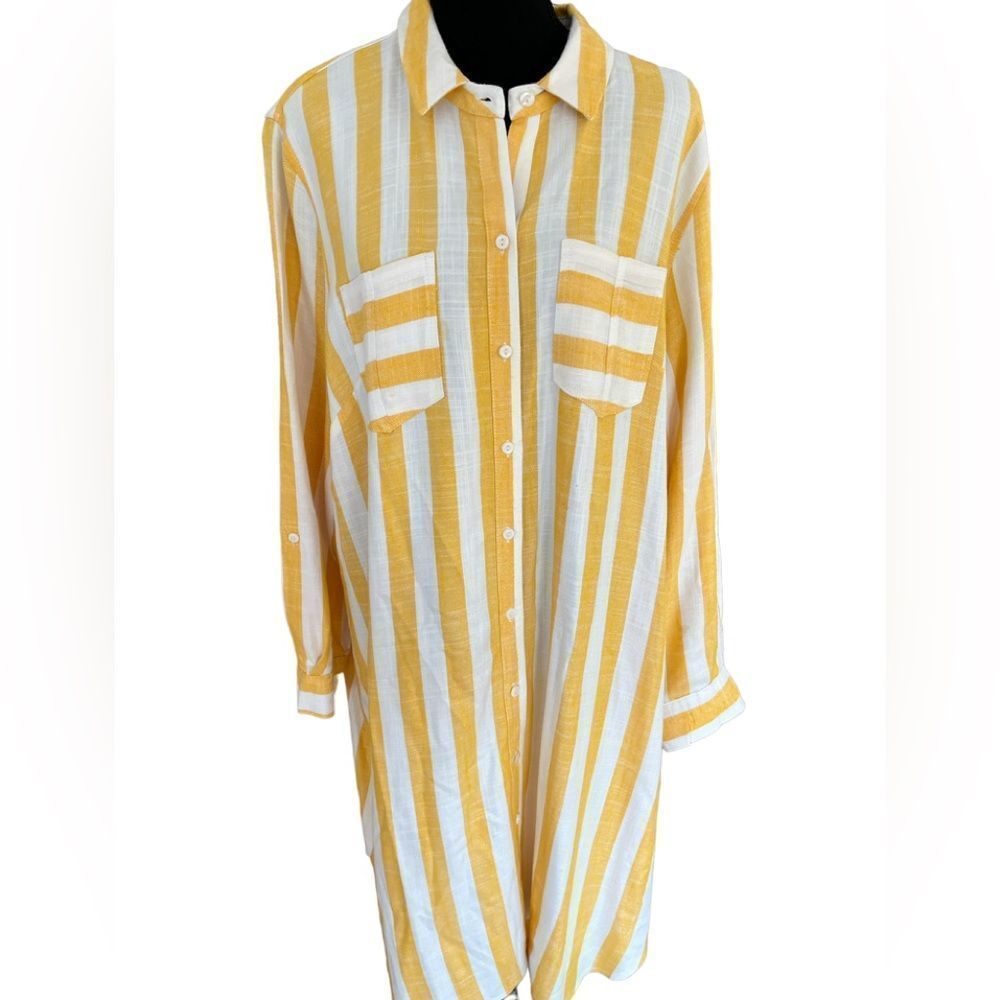 HOPE & Harlow Woman long sleeve striped Shirt Dress Plus Size 20W fits like 18W
